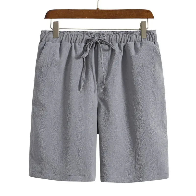 Summer New Men's Casual Shorts Pure Color Knot Beach Pants Large Size Five-Pointed Leisure Trousers Simple And Stylish
