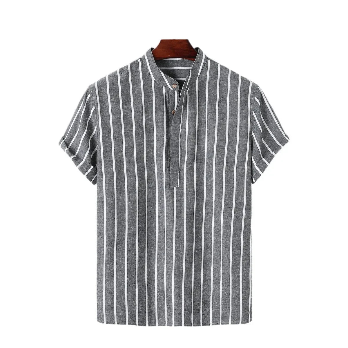 Summer Men's Short Sleeve Shirt Striped Casual Independent Station Large Quantity Available AE Stock No Brand Name Chinese Origi