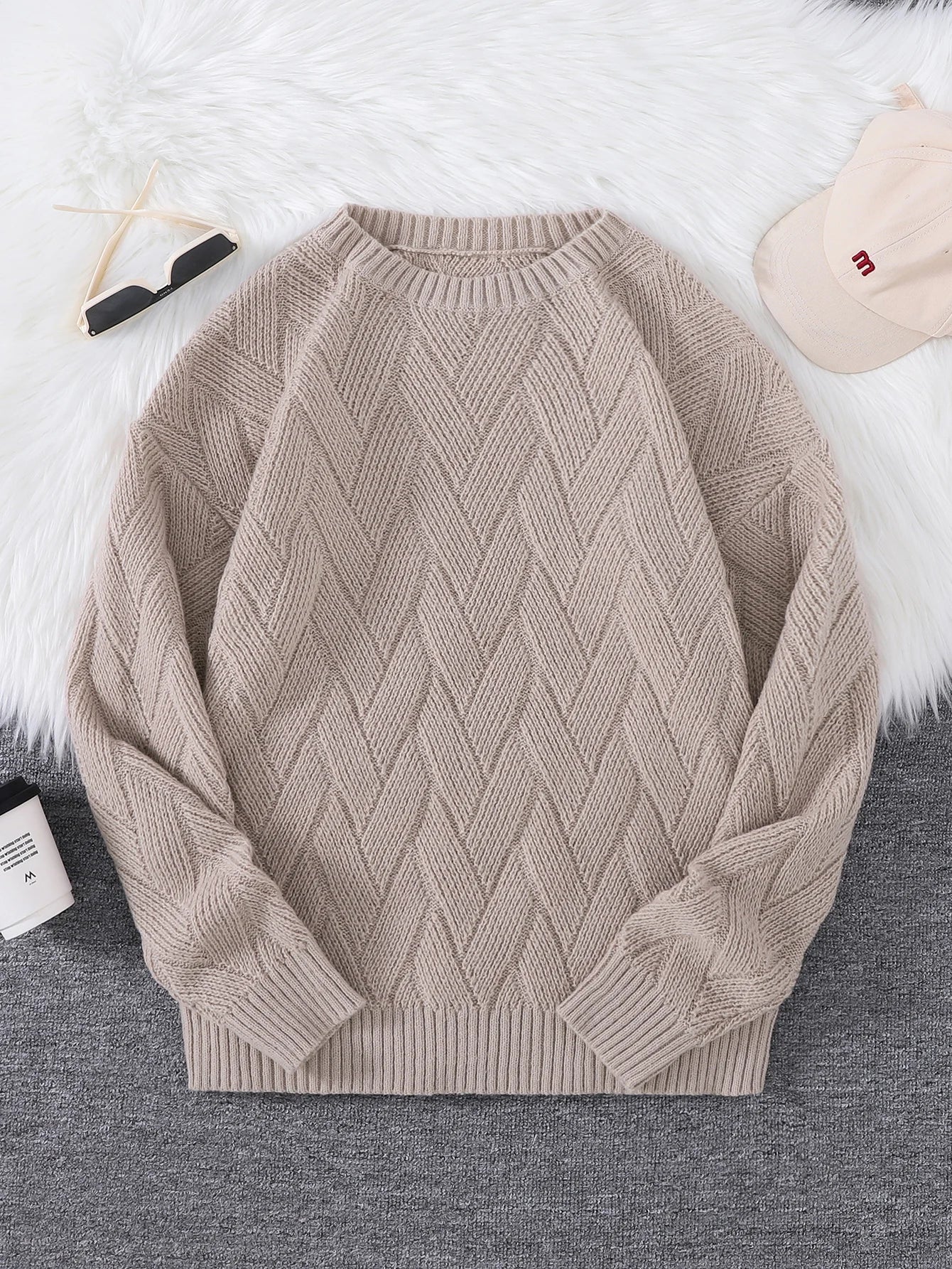 New\Japanese Style Round Neck Couple Sweater Plain Weave Style Casual Versatile Trendyy Men's Long-Sleeved Sweater Top