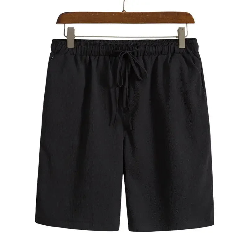 Summer New Men's Casual Shorts Pure Color Knot Beach Pants Large Size Five-Pointed Leisure Trousers Simple And Stylish