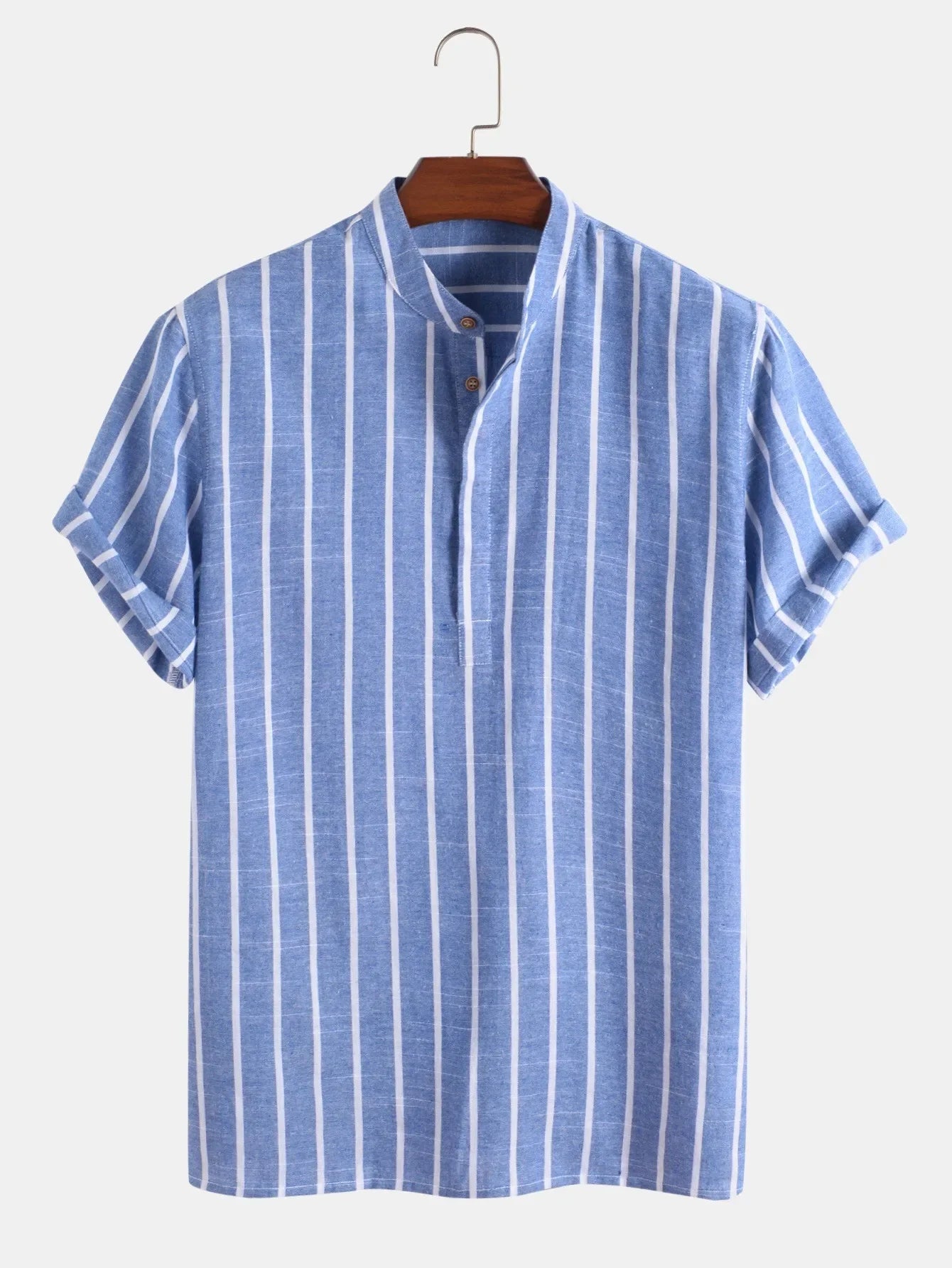 Summer Men's Short Sleeve Shirt Striped Casual Independent Station Large Quantity Available AE Stock No Brand Name Chinese Origi