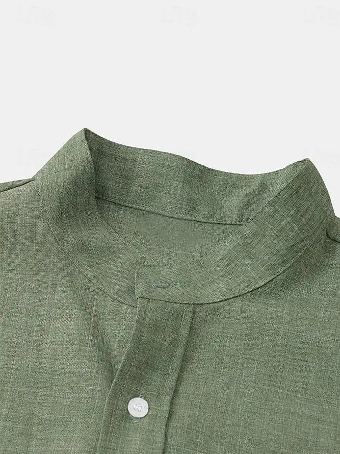 Men's Fashion Short Sleeve 100% Cotton Linen Shirt Casual Oversized Loose Beach Shirts
