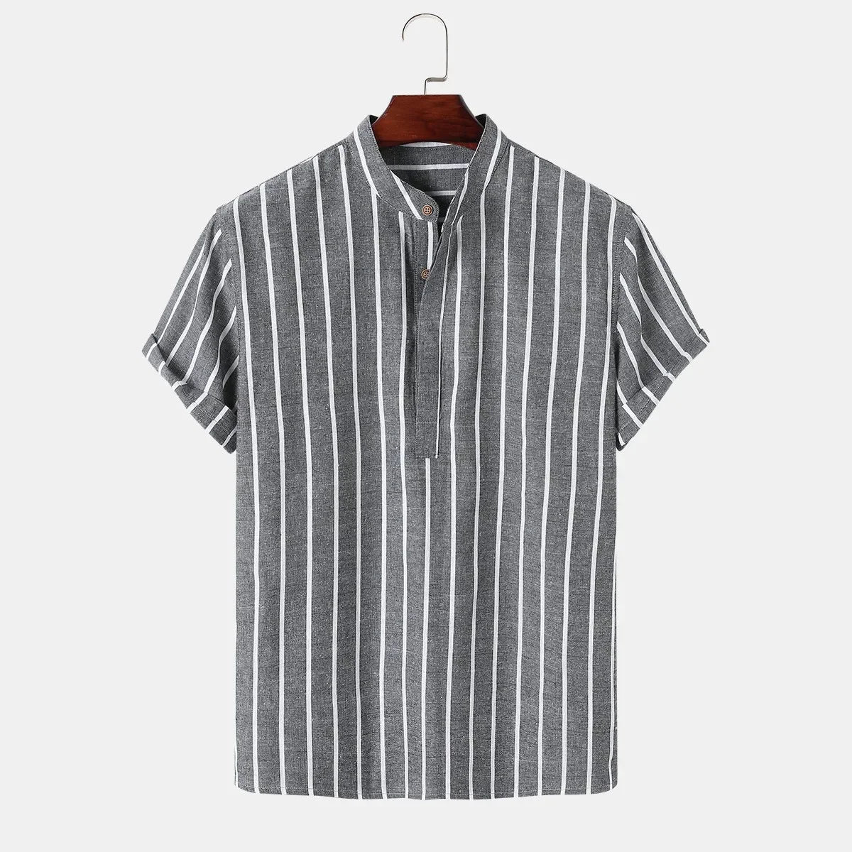 Summer Men's Short Sleeve Shirt Striped Casual Independent Station Large Quantity Available AE Stock No Brand Name Chinese Origi