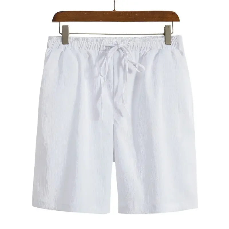 Summer New Men's Casual Shorts Pure Color Knot Beach Pants Large Size Five-Pointed Leisure Trousers Simple And Stylish