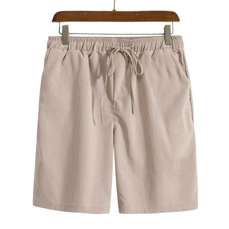Summer New Men's Casual Shorts Pure Color Knot Beach Pants Large Size Five-Pointed Leisure Trousers Simple And Stylish