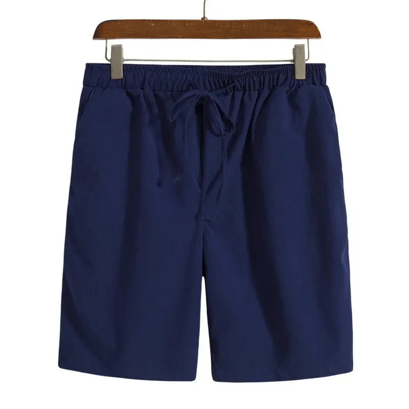 Summer New Men's Casual Shorts Pure Color Knot Beach Pants Large Size Five-Pointed Leisure Trousers Simple And Stylish