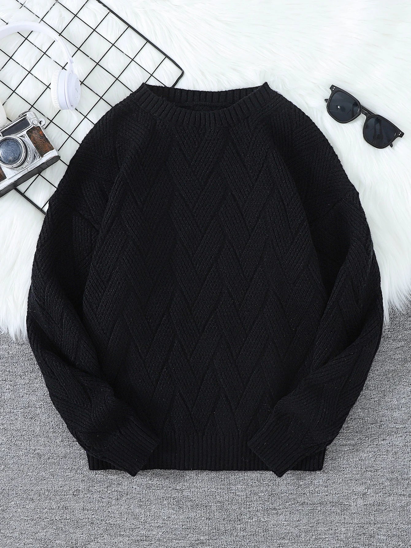 New\Japanese Style Round Neck Couple Sweater Plain Weave Style Casual Versatile Trendyy Men's Long-Sleeved Sweater Top
